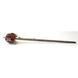 20th century Officer's dress sword with silver coloured metal hilt and red fabric cover with wire