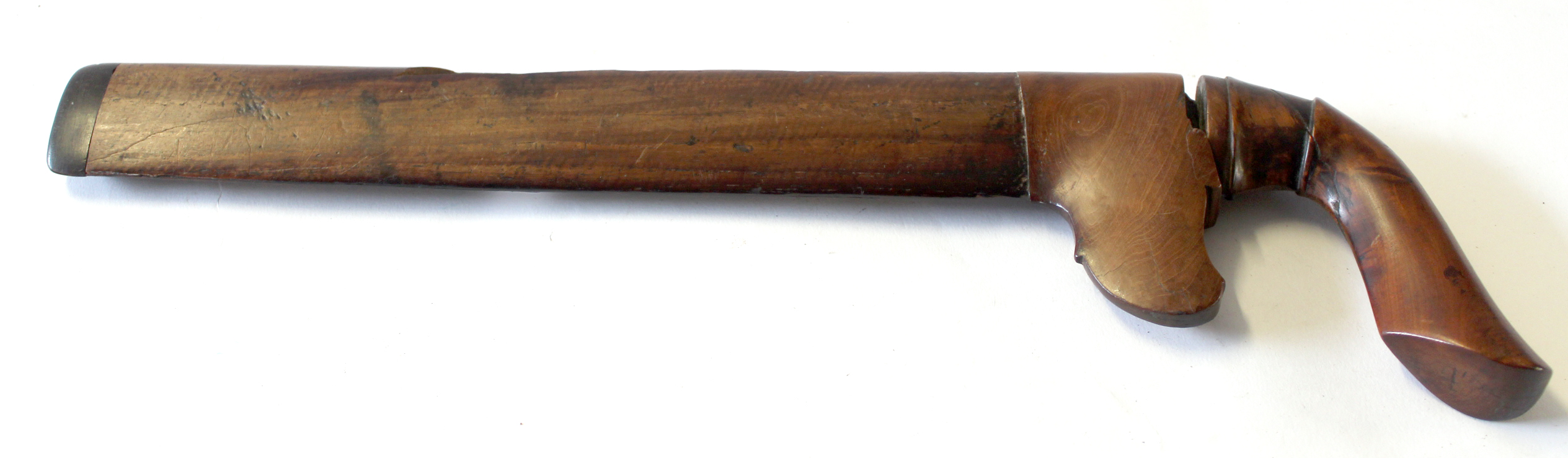 Three various pistol grip wooden sheathed knives, longest blade length approx 33cm - Image 8 of 14