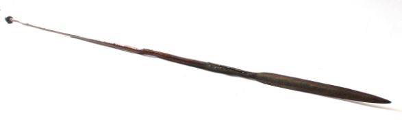 Late 19th century African tribal spear, length approx 201cm