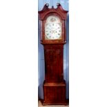 Mid-19th century oak and mahogany cross banded 30-hour longcase clock, E Matthews - Welshpool, the