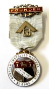 Silver gilt and enamel founder's badge for Norfolk installed Master's Lodge No 3905