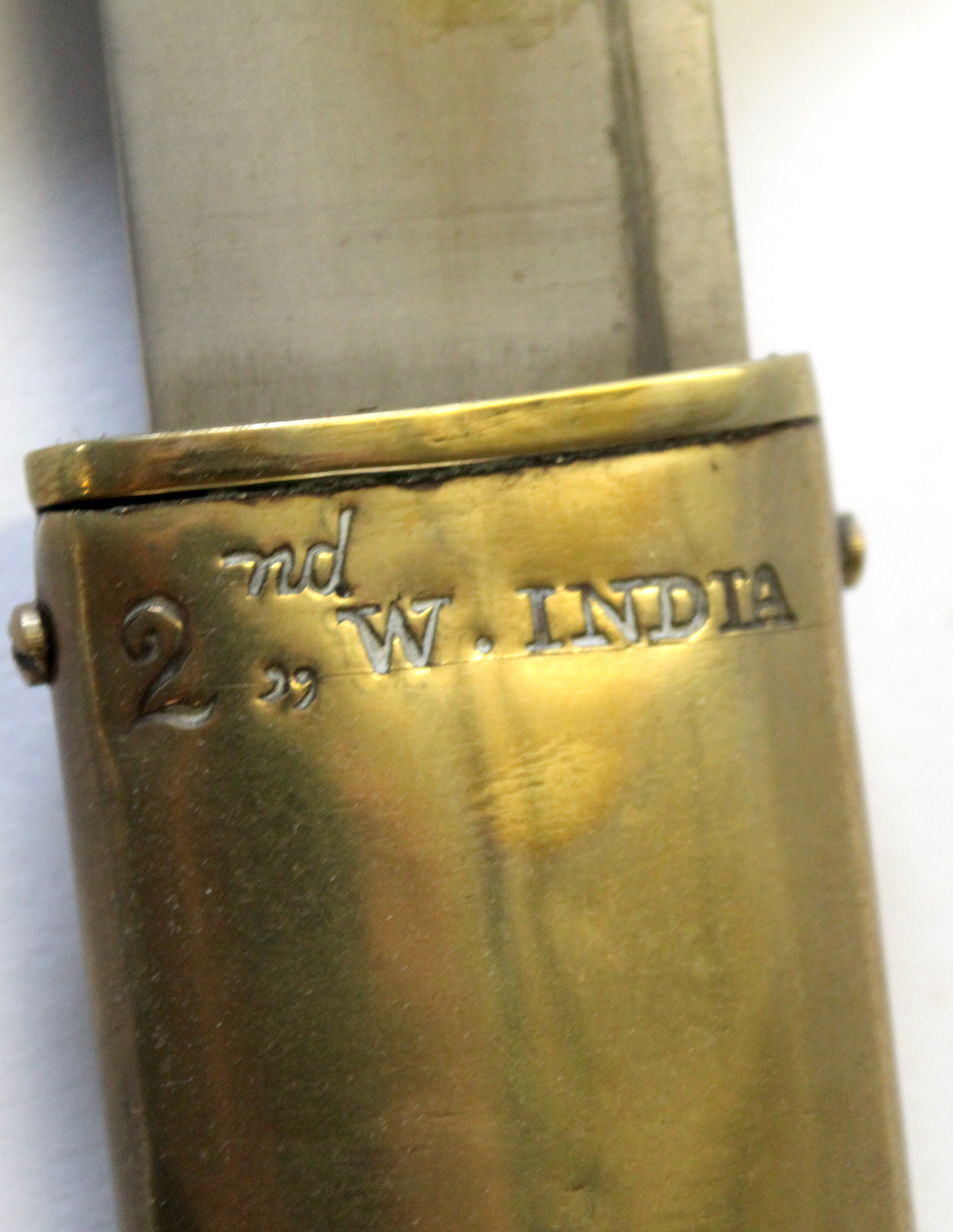 Sabre from the 2nd West India Regiment, the brass pommel modelled as a lion's head, the hilt with - Image 5 of 9