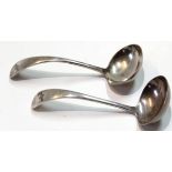 Pair of silver plated small serving ladles bearing RAF crest, each approx 15cm