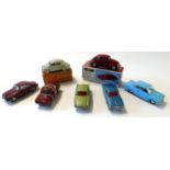 Collection of Dinky toy models and others including a 4CV Renault, two with original boxes (7)