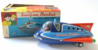 Sonicon remote control rocket in original box, circa 1960s