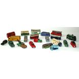 Collection of Dinky buses and lorries in varying conditions, (21)