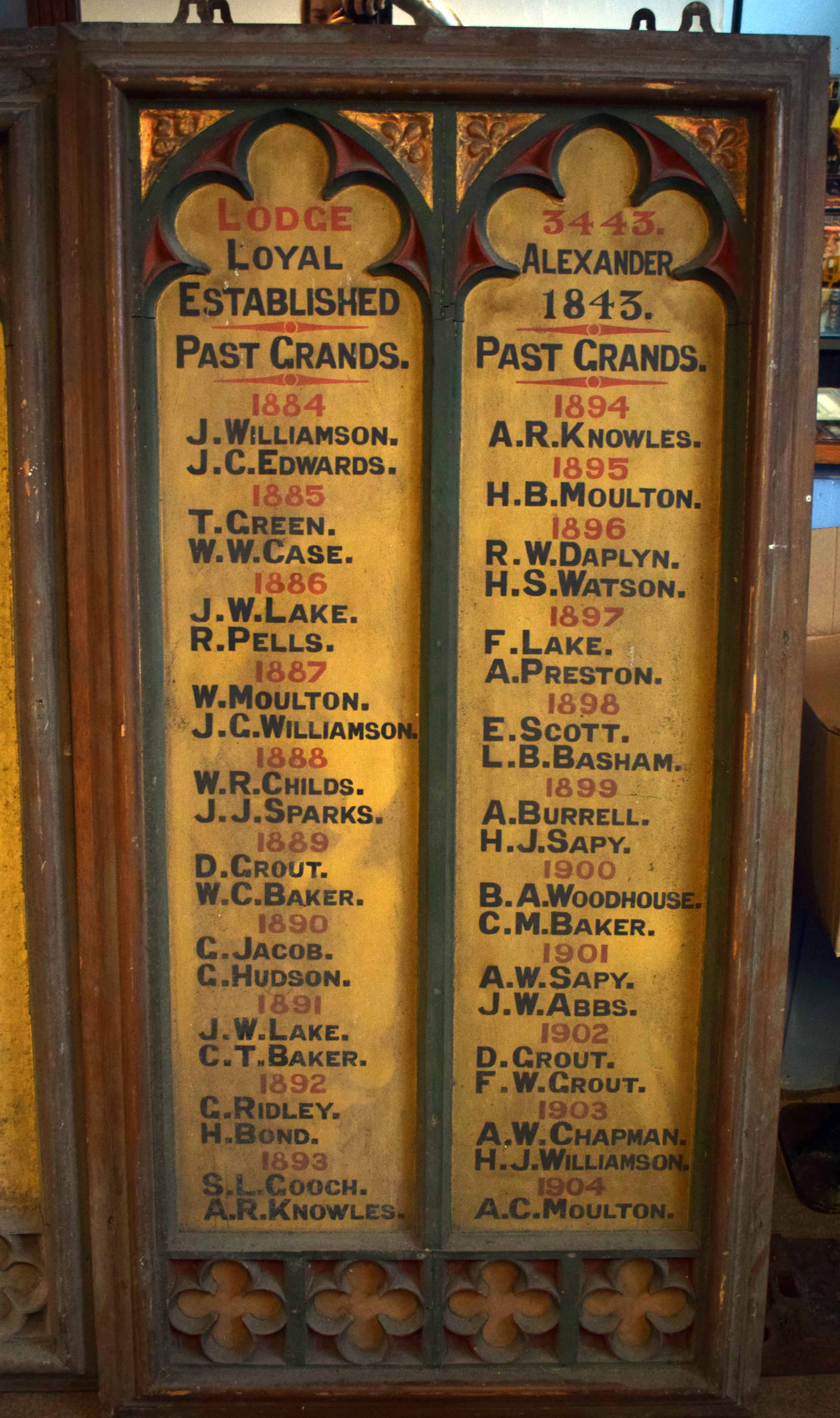 Honour roll for The Oddfellows Lodge No 3443 with names of Grand Masters - Image 3 of 3