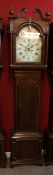 Late Victorian oak cased longcase clock with swan neck pediment and arched dial with Prince of Wales