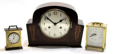 Mid-20th century Art Deco mantel clock in stepped wooden case