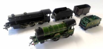 Meccano Hornby locomotive "Yorkshire" in green livery with an LNER tender, together with a further