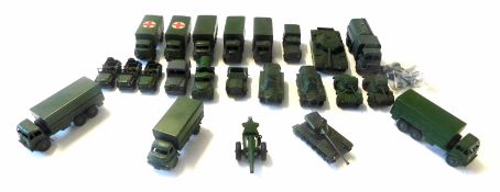 Quantity of Dinky military vehicles and trucks including a Centurion tank, armoured car and other