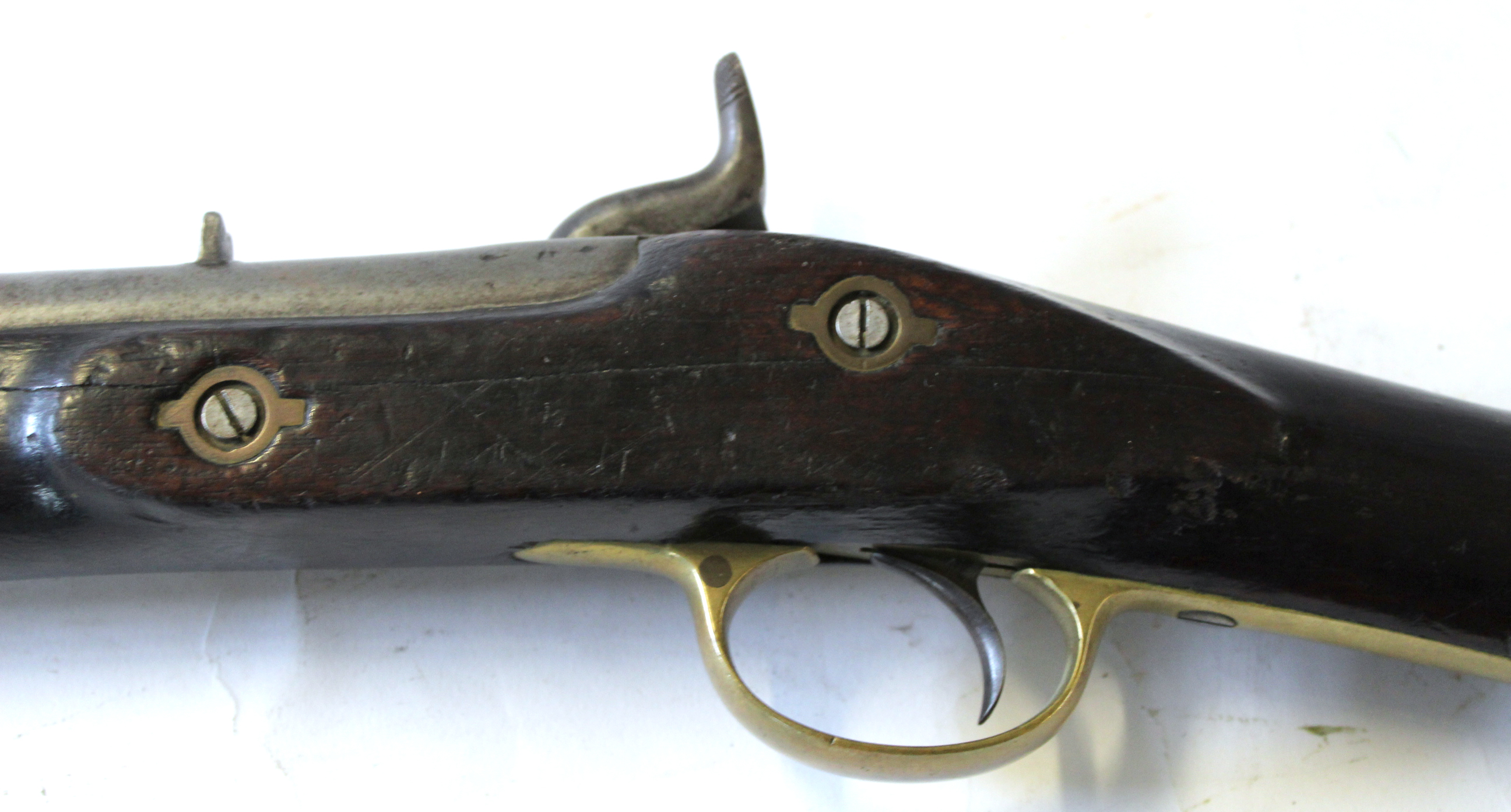 Indian Army issue Enfield musket dated 1863 with wooden stock and inlaid brass plate in Hindi - Image 4 of 10