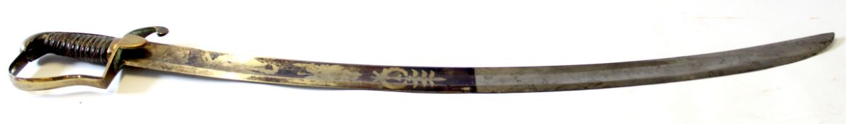 Mid-19th century Cavalry Officer's sabre, the scabbard marked D Egg, Haymarket, London, the blade