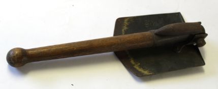 Mid-20th century military entrenching tool, or folding spade, dated 1964