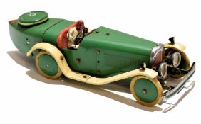 Meccano No 2 construct a car kit, circa 1930s, the car modelled in green and cream, together with