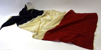 Mid-20th century vintage French tricolore cloth flag, approx 1.7m wide