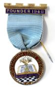 Hallmarked silver gilt enamelled Masonic founder 1948 jewel for the Sheringham Lodge No 6621