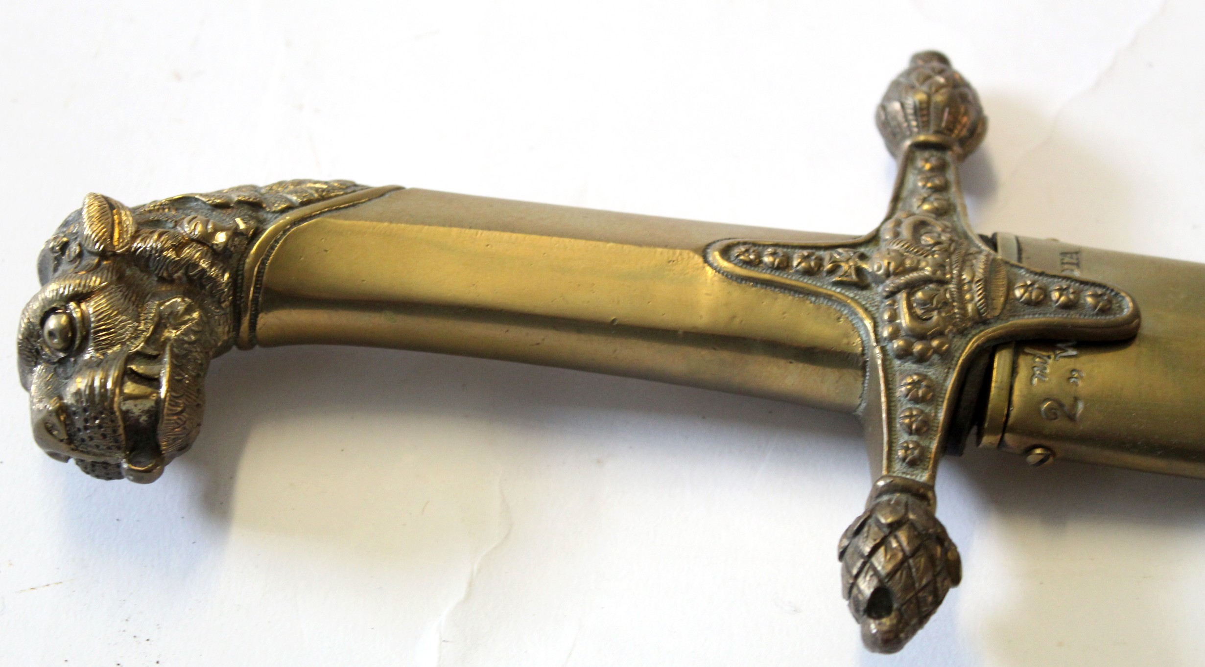 Sabre from the 2nd West India Regiment, the brass pommel modelled as a lion's head, the hilt with - Image 3 of 9