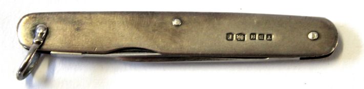 Hallmarked silver cased pocket knife, length approx 6cm