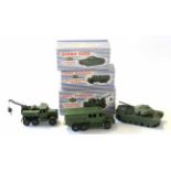 Group of three Dinky military vehicles in original boxes comprising a Centurion tank No 651, a