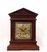 Early 20th century oak cased 8-day mantel clock, Winterhalter & Hoffmeier, the architectural case