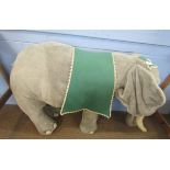 Large plush finish retail display piece formed as an Indian elephant, height approx 76cm, a