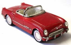 Vintage Deluxe Red Open Sedan MF317 friction tinplate car