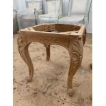 Carved square small Table or Stool base, approx 2', requires finishing/polshing.