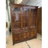 Three-door glazed Bookcase or Display Cabinet, width approx 5'.