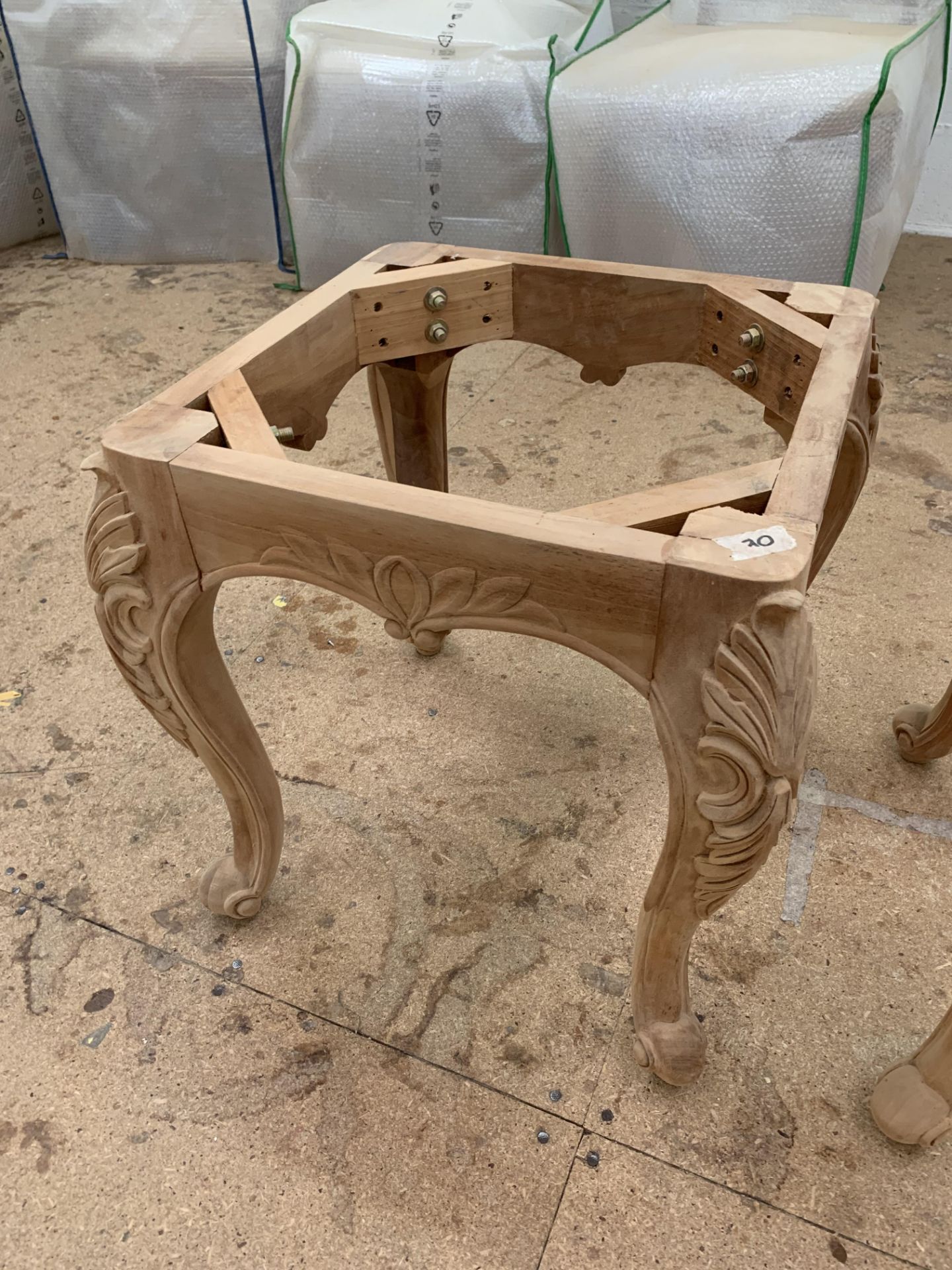 Carved square small Table or Stool base, approx 2', requires finishing/polshing. - Image 2 of 5