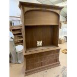 Flatscreen Television Cabinet, disguised as bookcase, in mahogany finish, requires finishing/