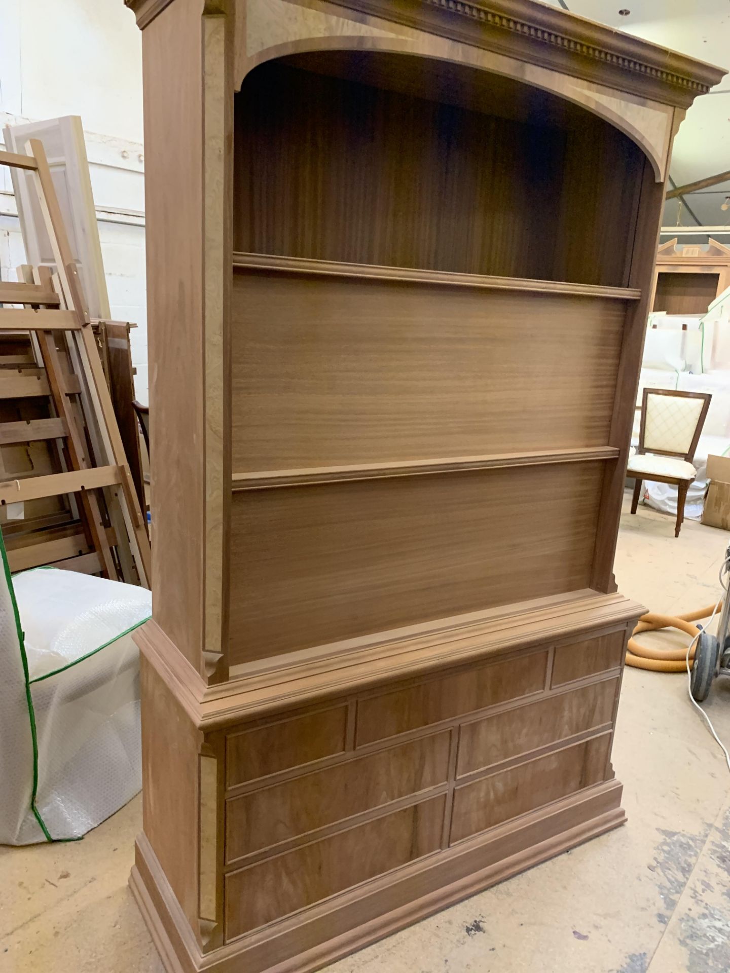 Flatscreen Television Cabinet, disguised as bookcase, in mahogany finish, requires finishing/ - Image 3 of 3