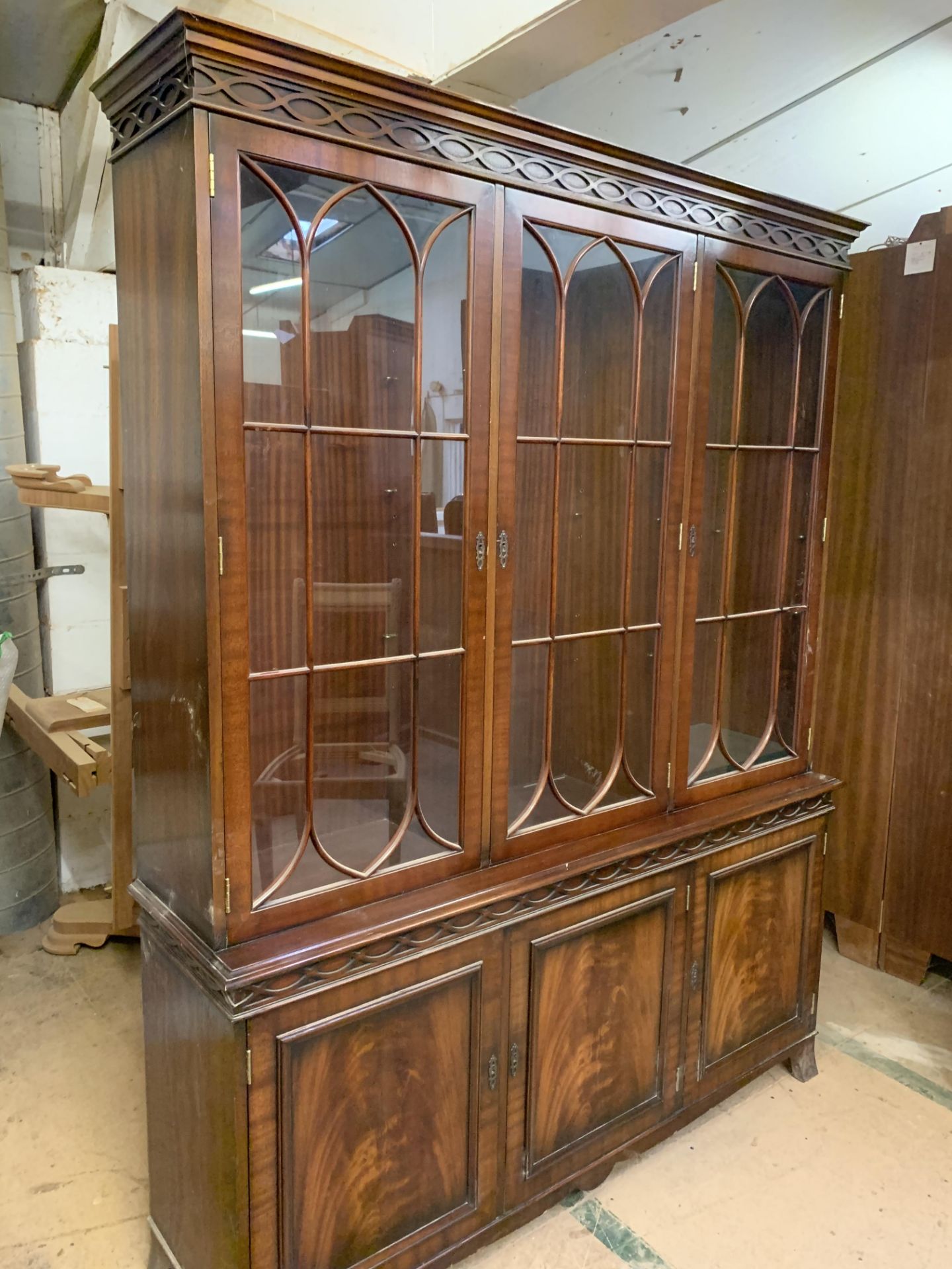 Three-door glazed Bookcase or Display Cabinet, width approx 5'. - Image 2 of 3