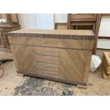 Walnut finish Sideboard, a contemporary one-off prototype design with push-open cupboards, length
