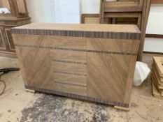 Walnut finish Sideboard, a contemporary one-off prototype design with push-open cupboards, length