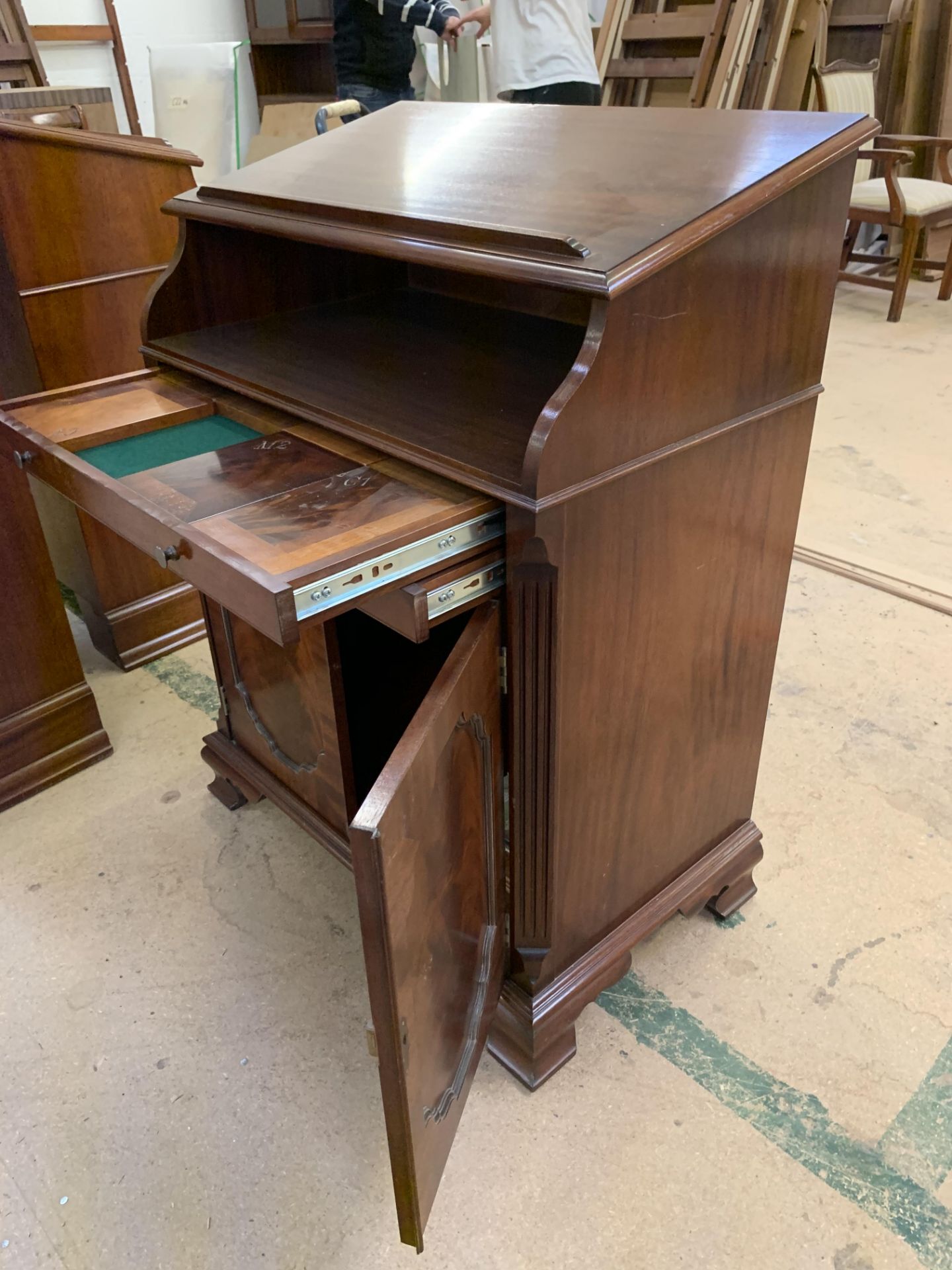 Reception Console/Display Counter, height approx 3'6, in mahogany finish.