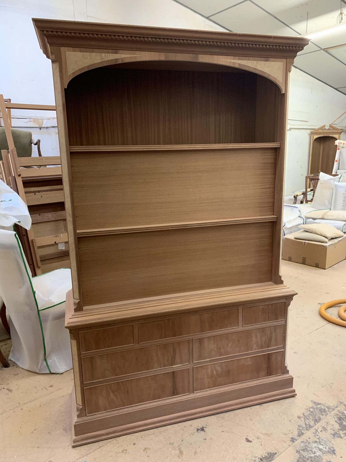 Flatscreen Television Cabinet, disguised as bookcase, in mahogany finish, requires finishing/ - Image 2 of 3