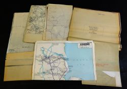 Approx 20 assorted railway maps and plans including county of Berks + county of Wilts, GWR stamped,