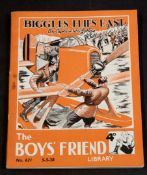 W E JOHNS: BIGGLES FLIES EAST, Amalgamated Press, May 1938, "Boy's Friend Library", 1st edition