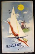 Early 20th century advertising poster for holidays in Holland, approx 975 x 590mm