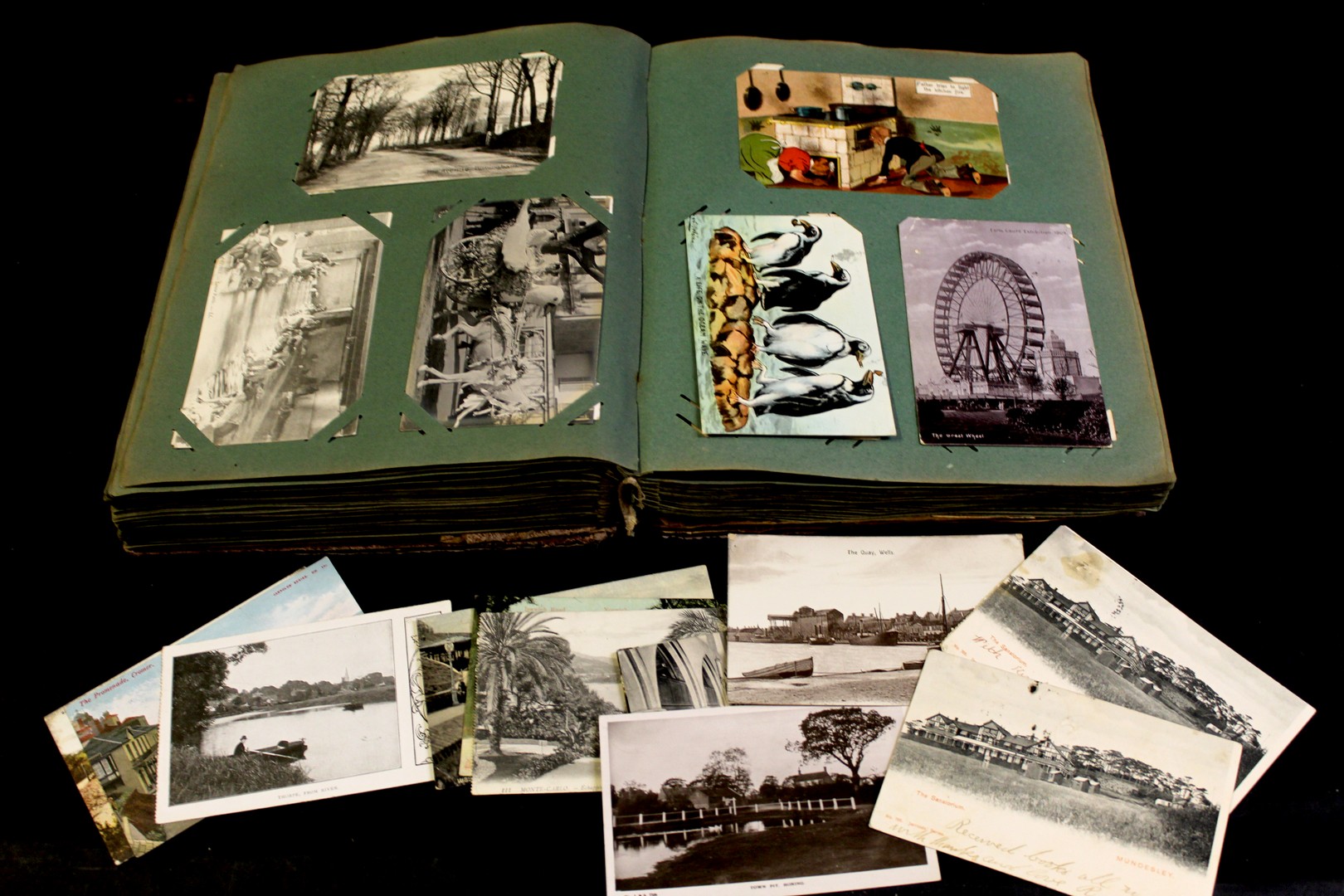Postcard album containing approx 150 picture postcards, many with divided backs, including - Image 3 of 4
