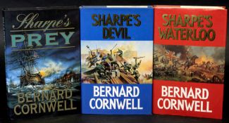 BERNARD CORNWELL: 3 titles: SHARPE'S WATERLOO, London, Collins, 1990, 1st edition, original cloth,