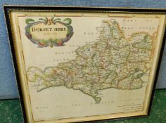ROBERT MORDEN: DORSETSHIRE, hand coloured engraved map, [1753], framed and glazed, approx size 440 x