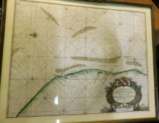 CAPT. GREENVILE COLLINS: YARMOUTH AND THE SANDS ABOUT IT, engraved hand coloured sea chart [circa