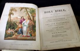 THE HOLY BIBLE,,,, Glasgow, James Semple, circa 1875, coloured plates, thick 4to, calf gilt worn and