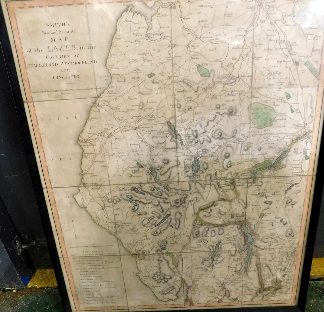 SMITH'S NEW AND ACCURATE MAP OF THE LAKES IN THE COUNTIES OF CUMBERLAND, WESTMORLAND AND - Image 2 of 2