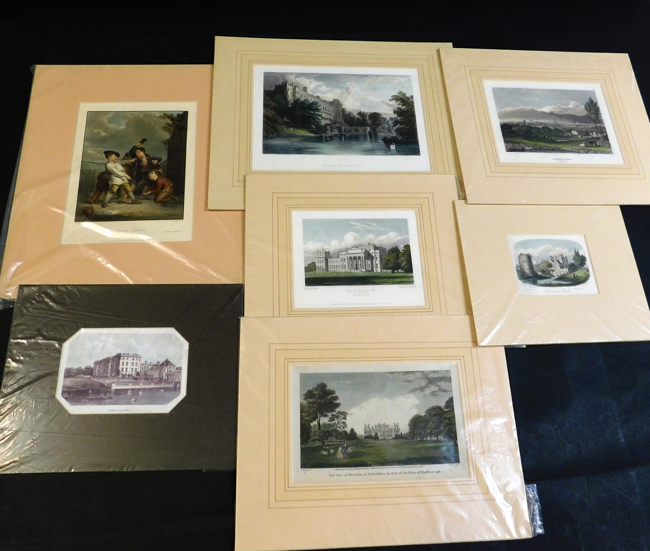 Assortment: approx 30 19th century coloured topographical engravings including cotton factories of