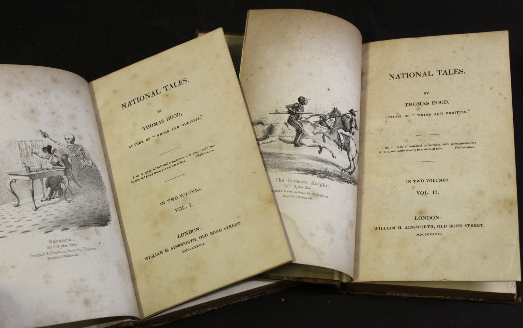 THOMAS HOOD: NATIONAL TALES, London, William H Ainsworth, 1827, 1st edition, 2 vols, 8 engraved