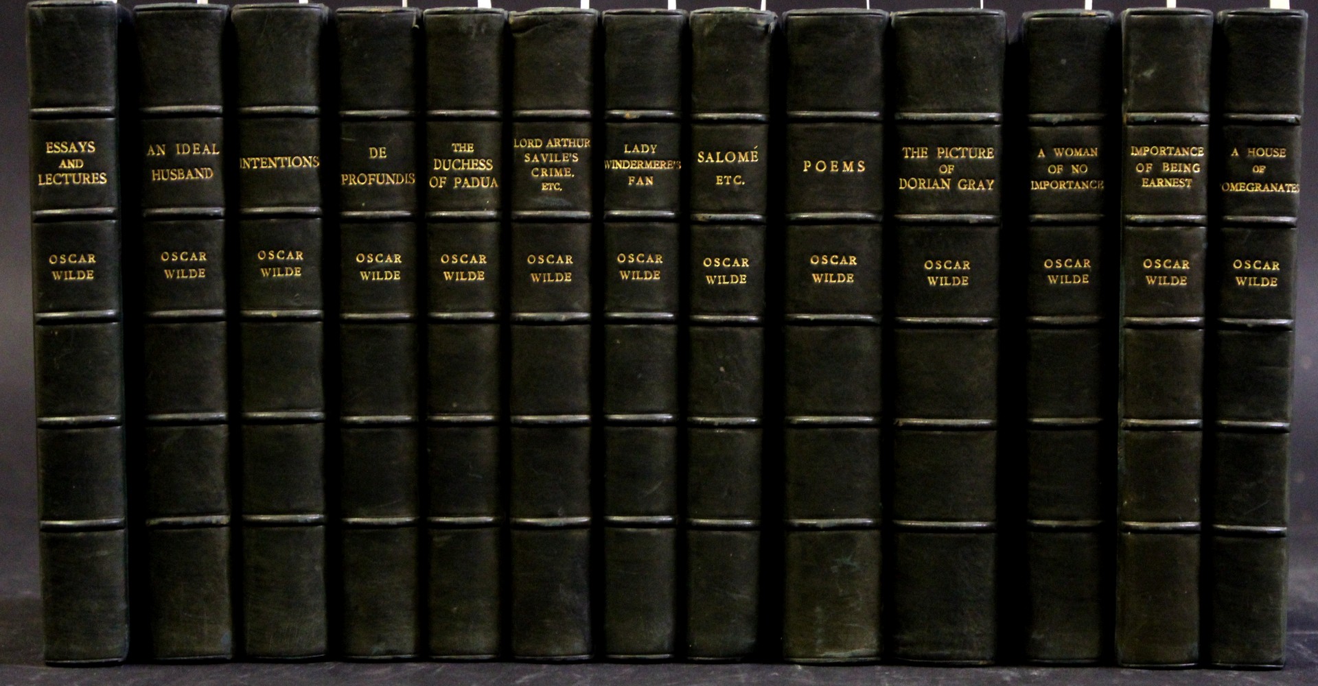 OSCAR WILDE: WORKS, London, Methuen, 1909-11, 13 vols, uncut, uniform blue morocco gilt, watered