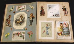 Victorian scrap book album containing mainly Christmas greeting and birthday cards. Estimate £60-80